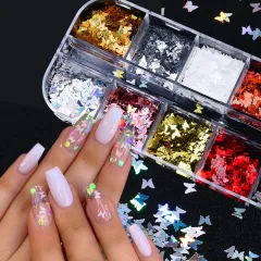 Symphony butterfly sequin nail decoration - 3Style - View 1
