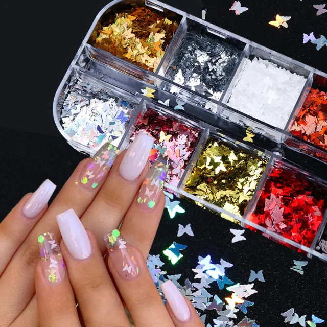 Symphony butterfly sequin nail decoration 3Style - Shop at LoveMi