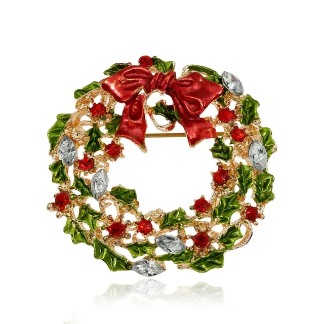 Bow tie wreath brooch Red - Shop at LoveMi