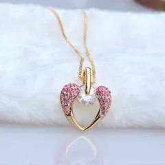 Crystal necklace Korean small jewellery - Rose Red - View 1