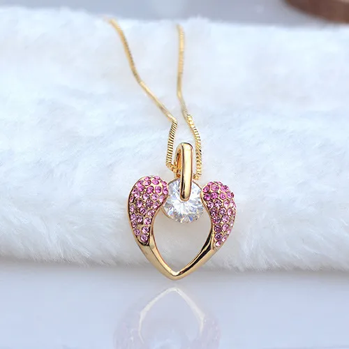 Crystal necklace Korean small jewelry Rose Red - Shop at LoveMi