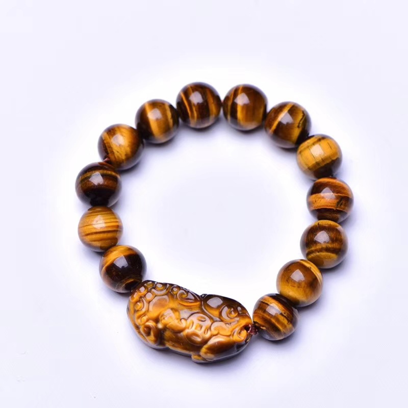 Natural yellow tiger's eye stone brave bracelet