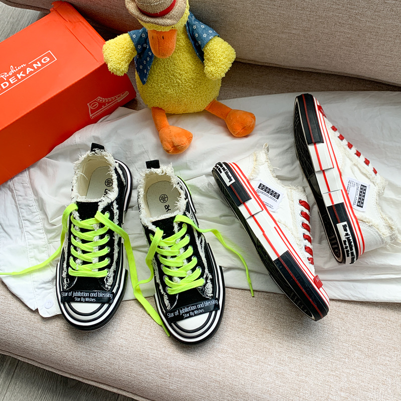 Platform stitching ladies canvas shoes