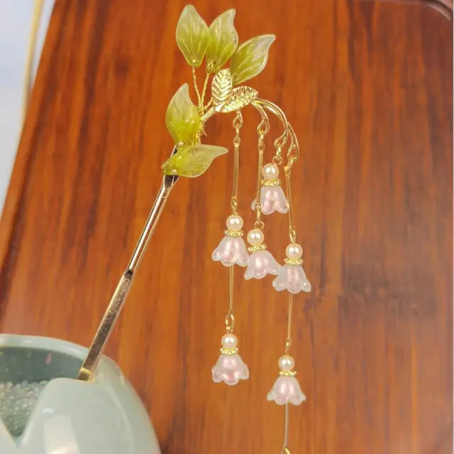 Lily Of The Valley Tassel Hairpin Female Simple And Modern Hairpin Sheet J50 - Shop at LoveMi