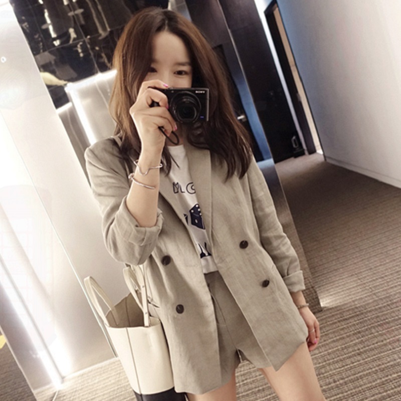 Korean cotton and linen two-piece suit