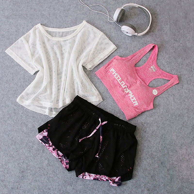 Women's three-piece yoga wear sports suit