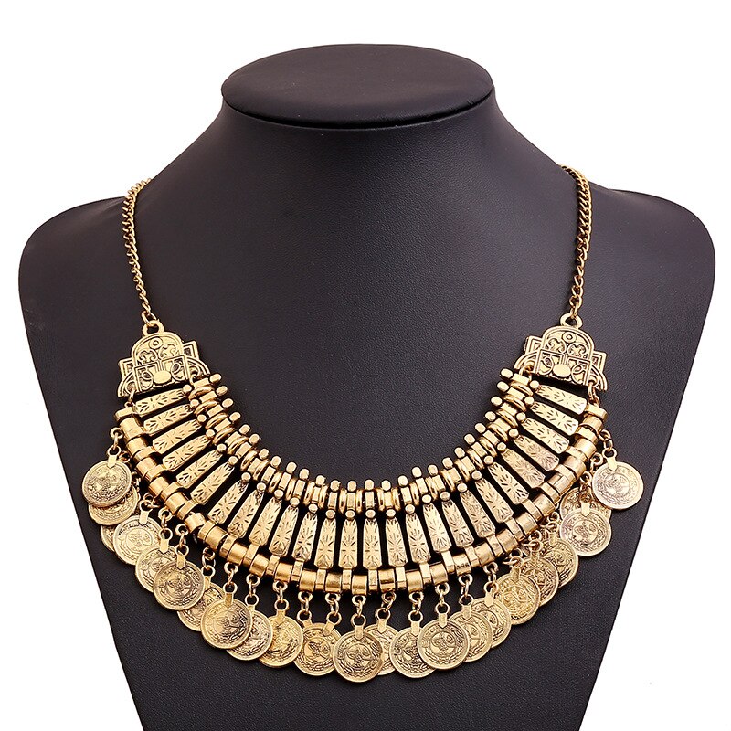 Vintage tassel coin necklace accessories clavicle chain jewelry