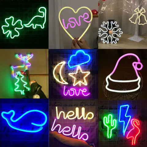 Decorative Neon Lights At Night