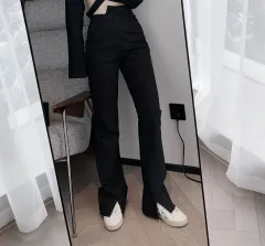 Cropped high-rise trousers - Black - View 1