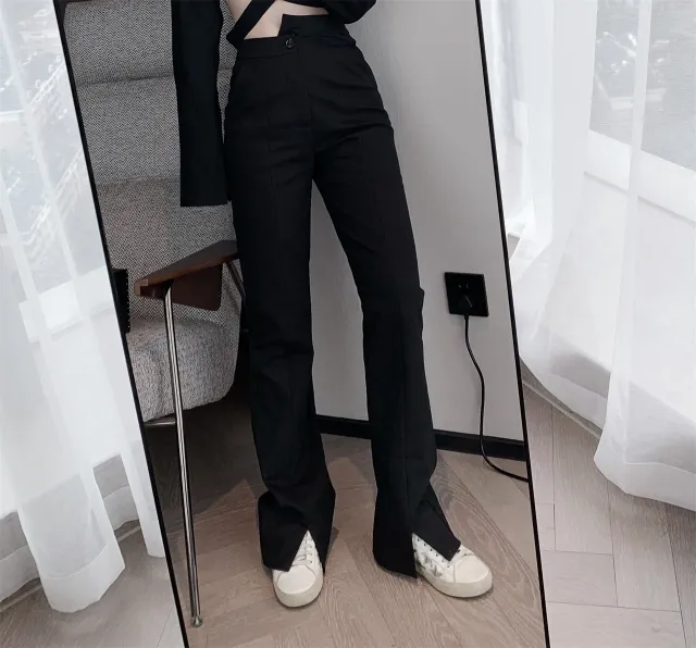 Cropped high rise trousers Black - Shop at LoveMi