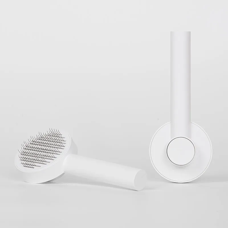 New Round Handle Pet Comb Sticky Bead Massage - Whitea