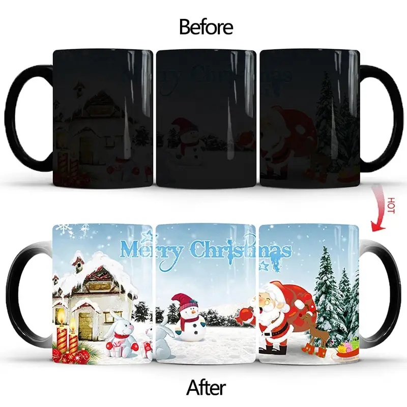Merry Christmas Magic Mug Temperature Color Changing Mugs Heat