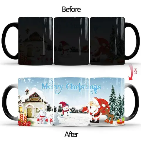 Merry Christmas Magic Mug Temperature Color Changing Mugs Heat