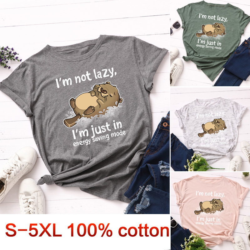Summer ladies thin cat print t-shirt