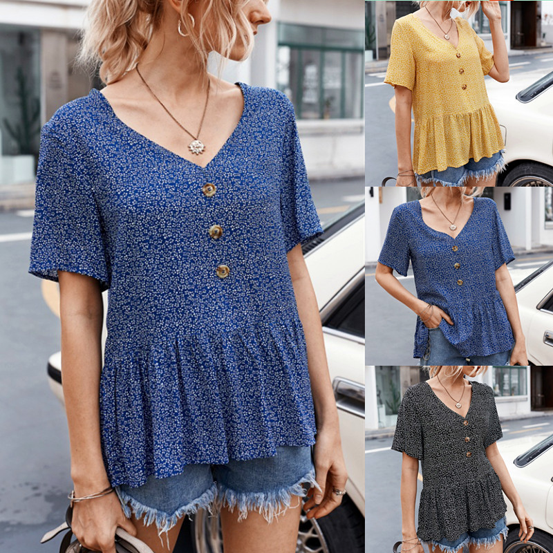 Fashion V-neck Floral Top Shirt