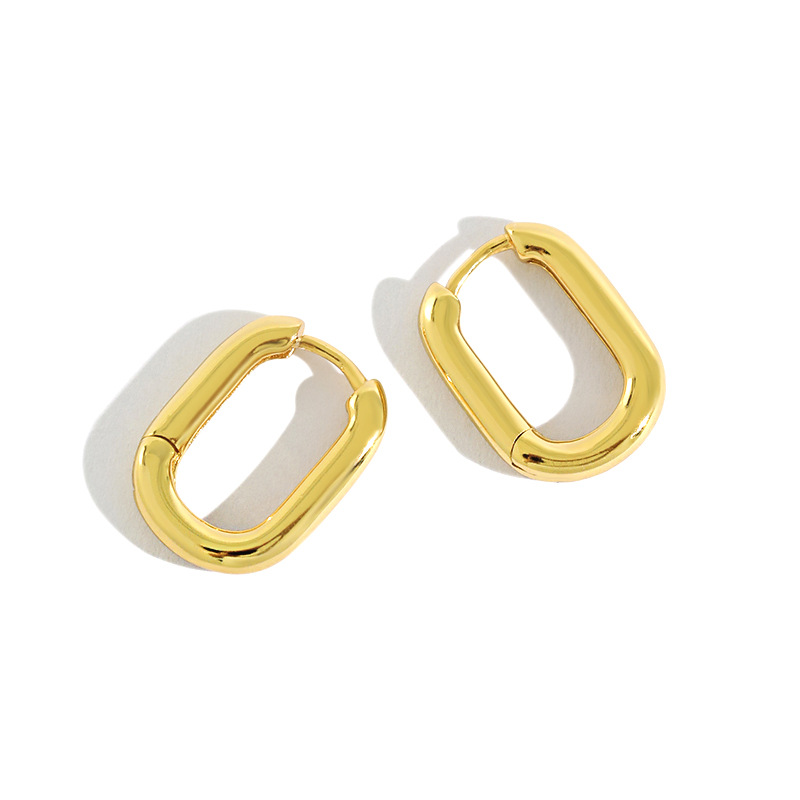 Geometric elliptical ring earrings