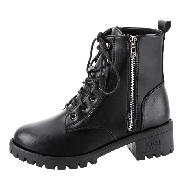 Ladies Vintage Combat Autumn Boots Black - Shop at LoveMi