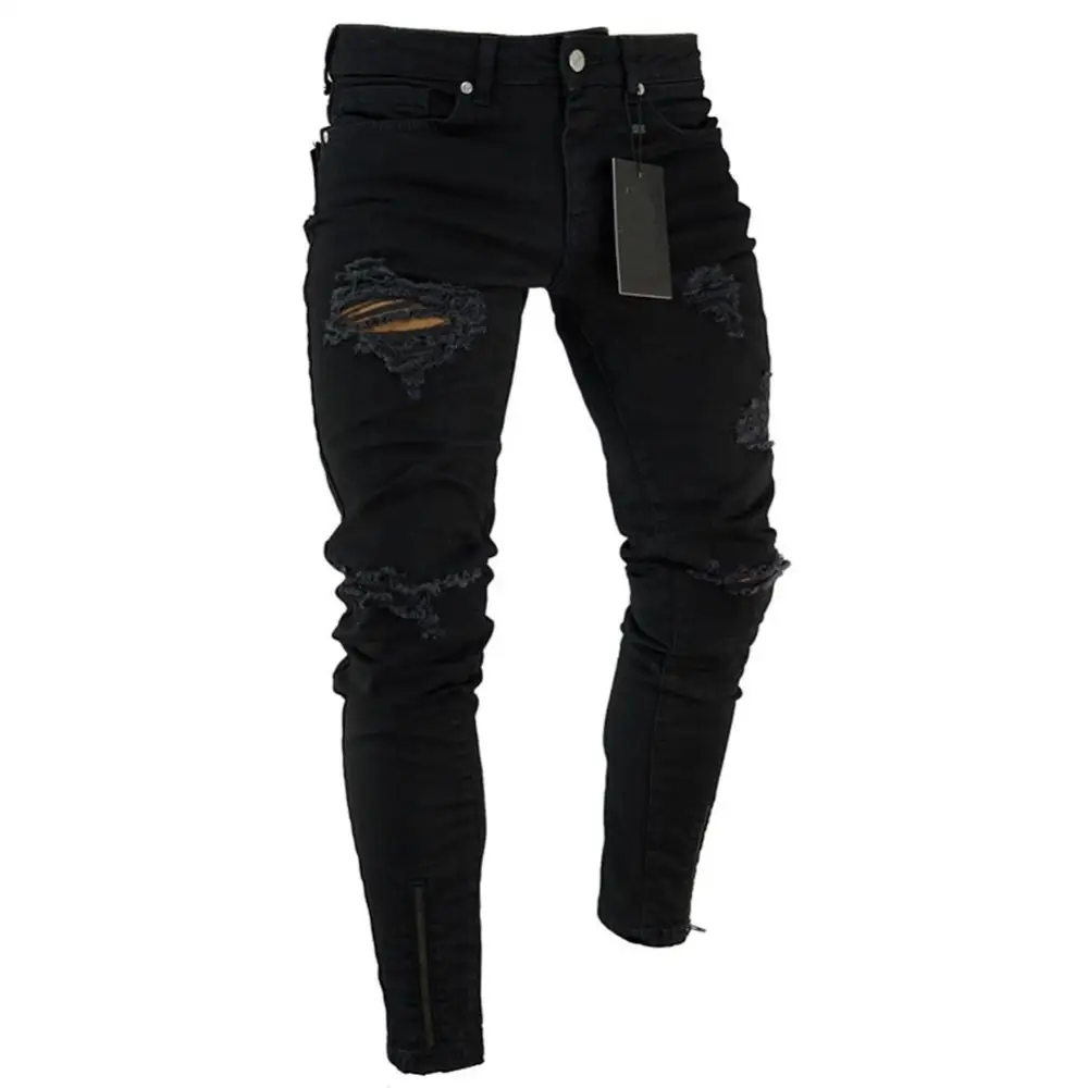 Pants Jeans for Men Trousers Long Basic Broken Clothes