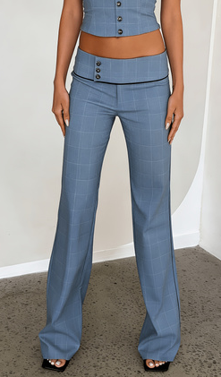 Folded Waist 3-Button High-Waist Flare Casual Pants