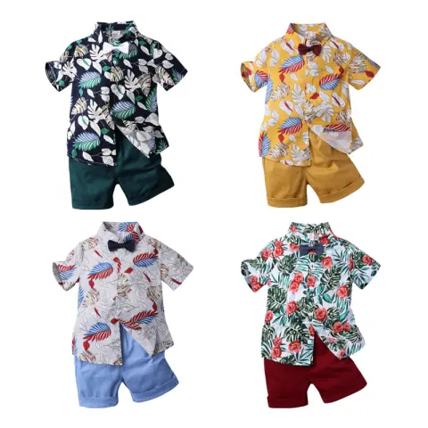 Two-piece Boy Short Sleeve Printed Shirt