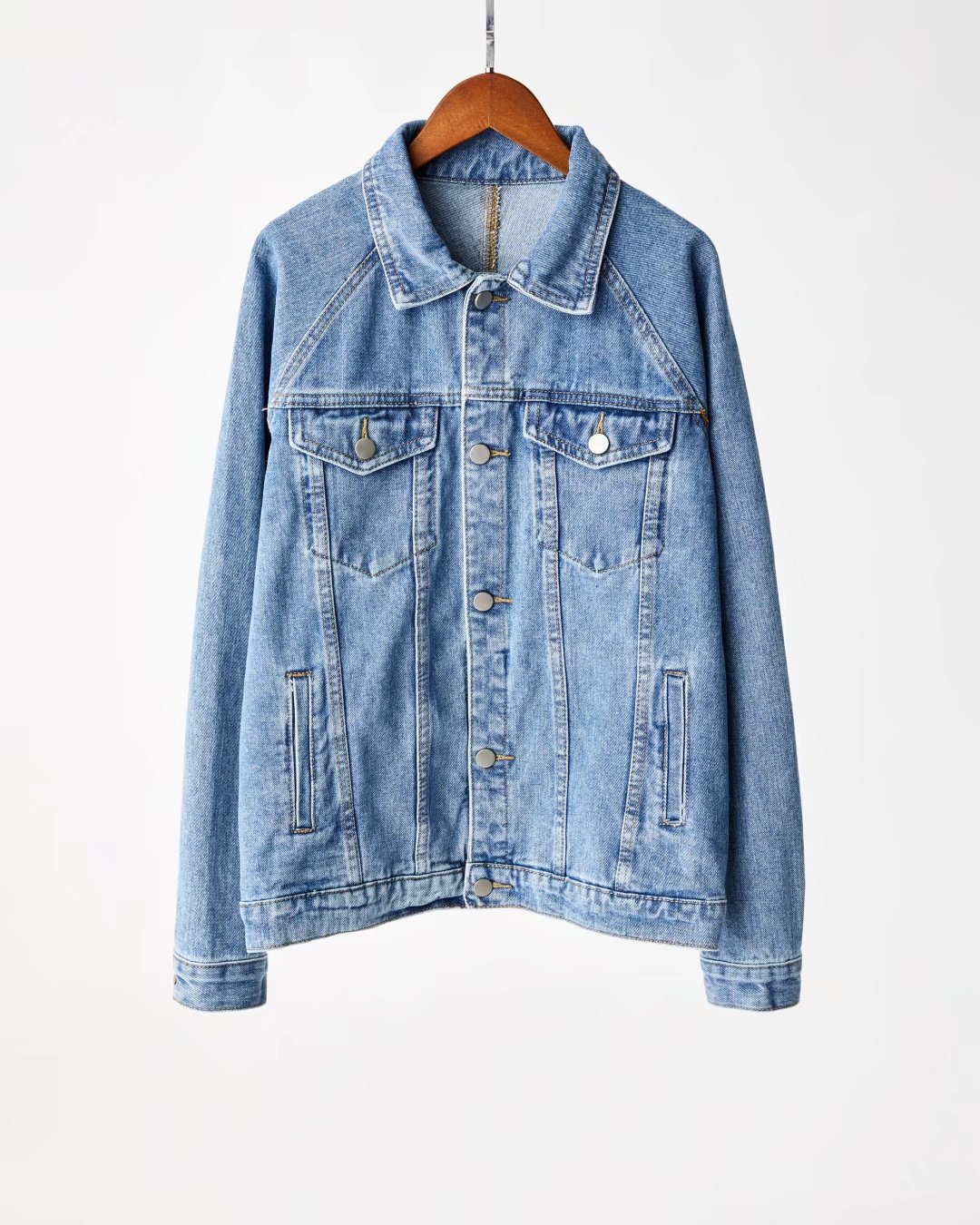 All-match female student lapel single-breasted denim jacket