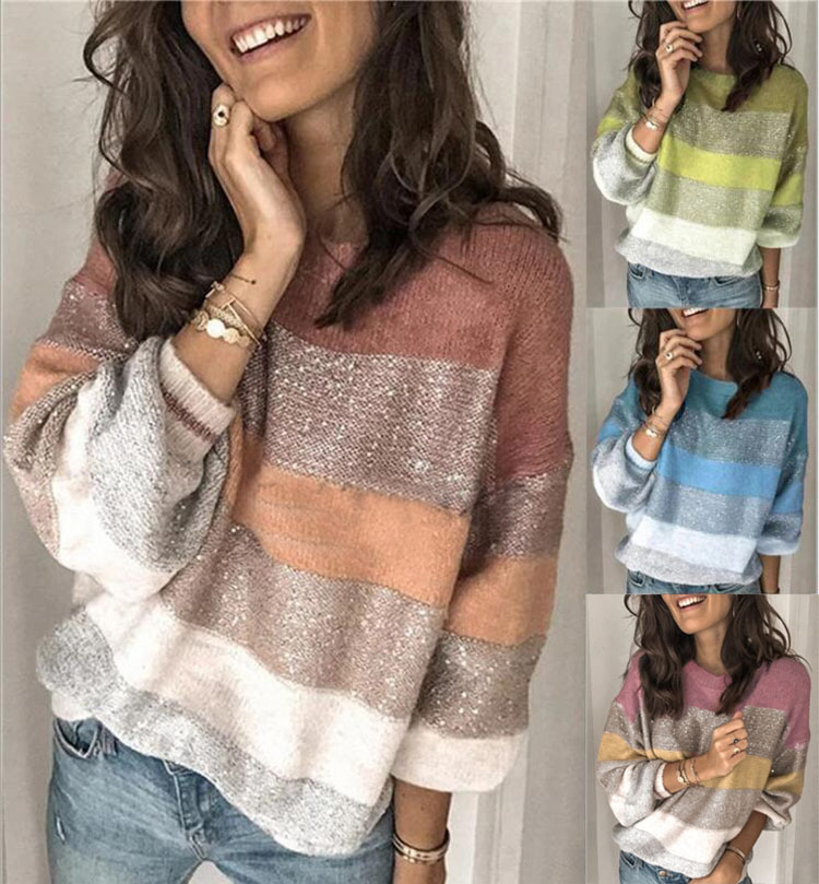 Crew neck striped sweater