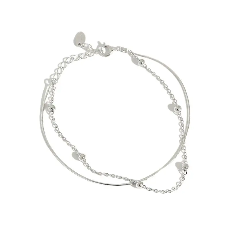 Double round bead anklet