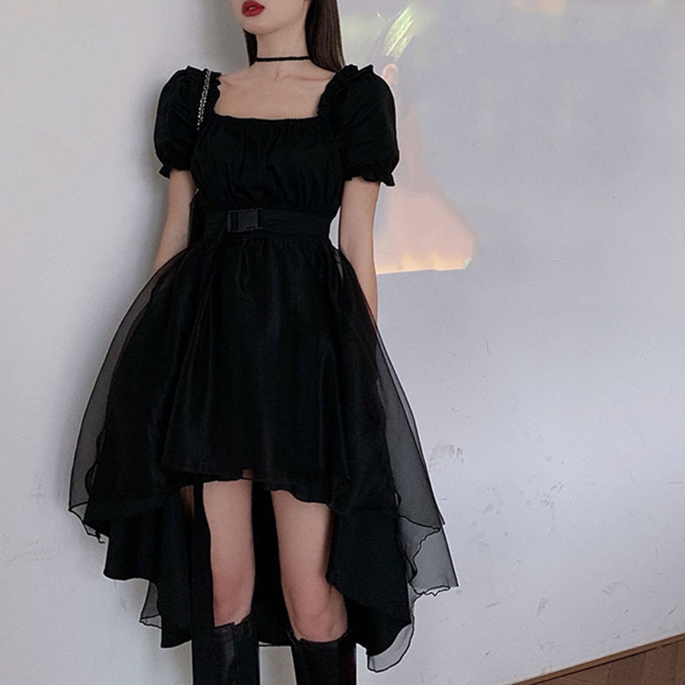 Big swing little black dress fairy skirt French mesh dress