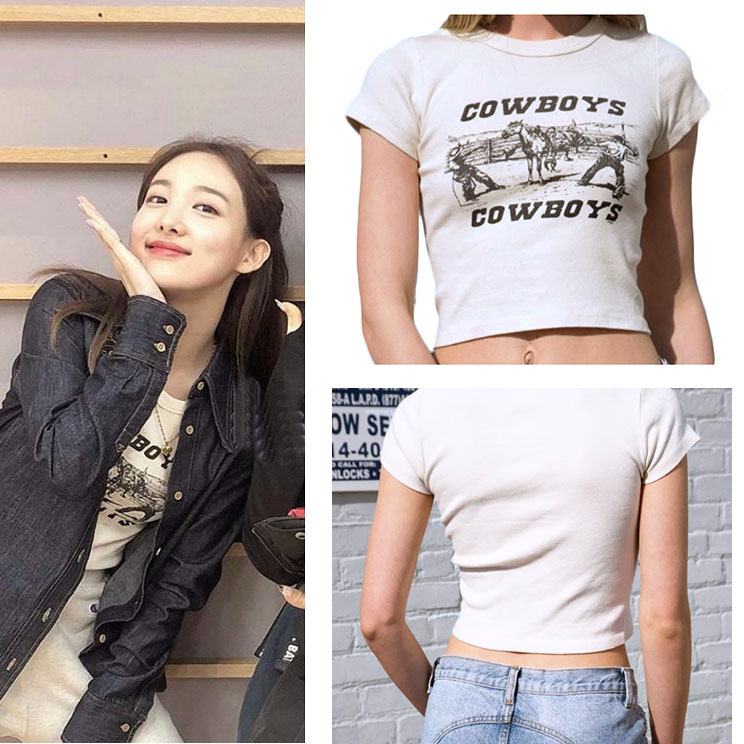 Slim crew neck lettered short T-shirt