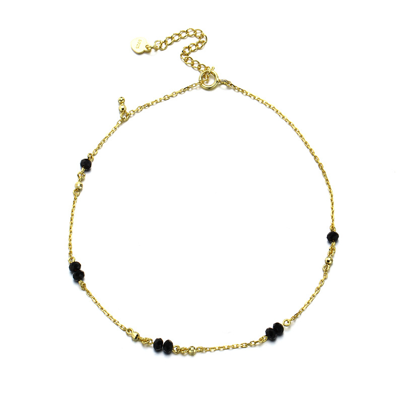 Fashion faceted black zirconium anklet