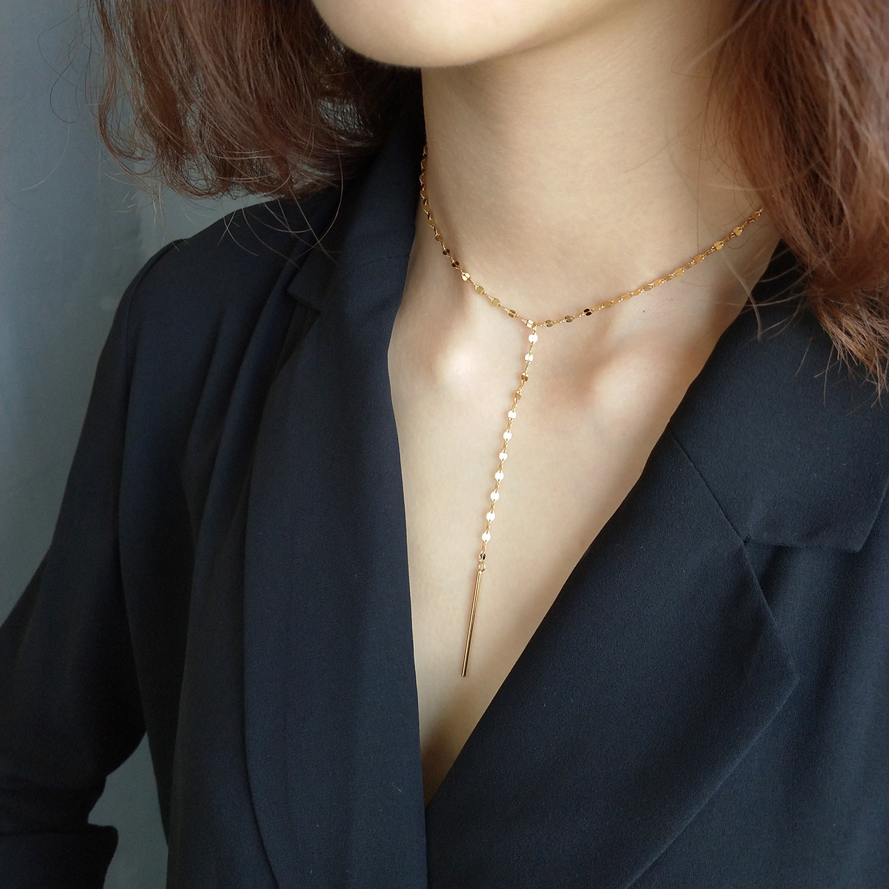 Silver lip chain golden necklace
