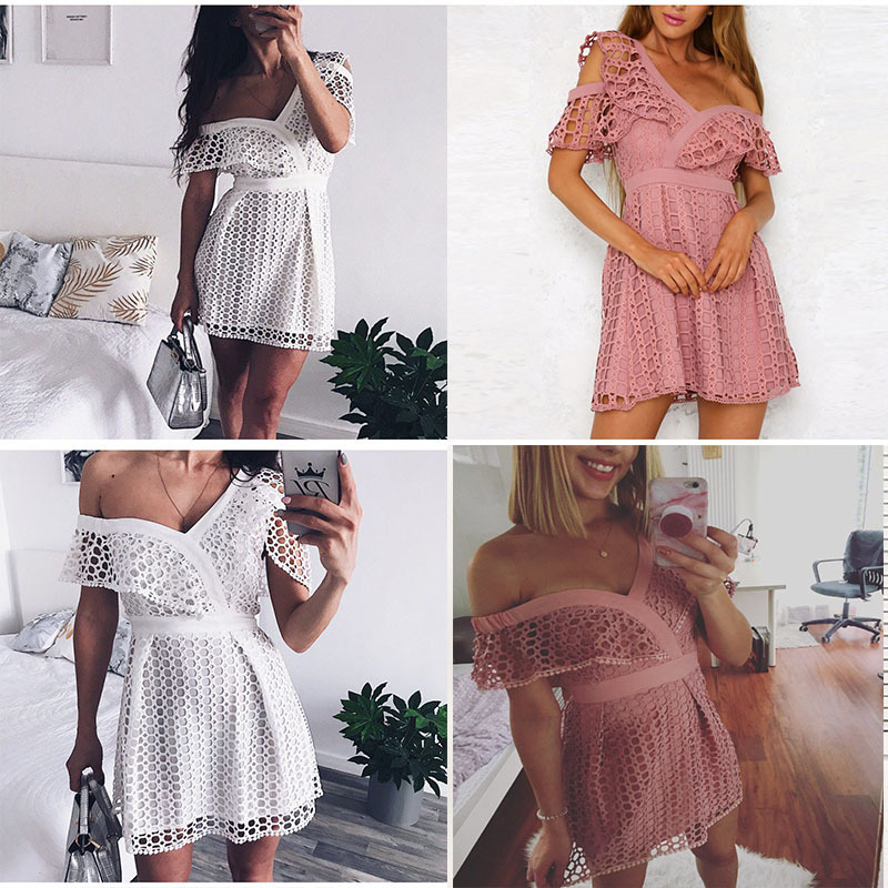 Women's short sleeve lace dress