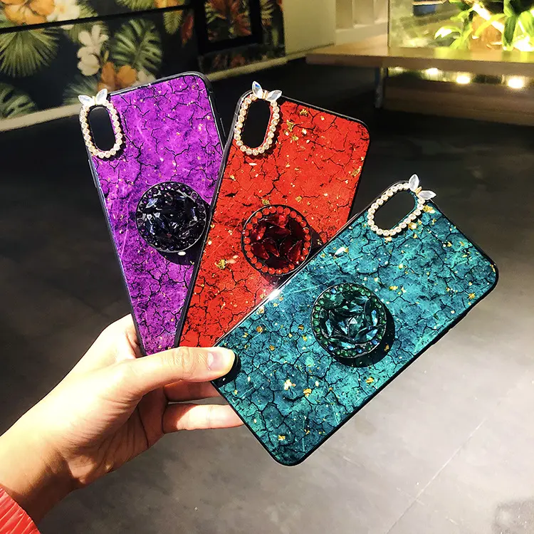 Compatible with Apple, Marble Epoxy Rhinestone Phone