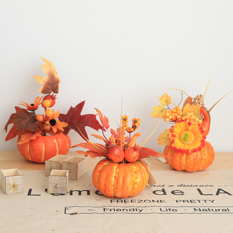 Pumpkin decoration and maple leaf props