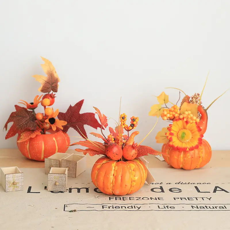 Pumpkin decoration and maple leaf props