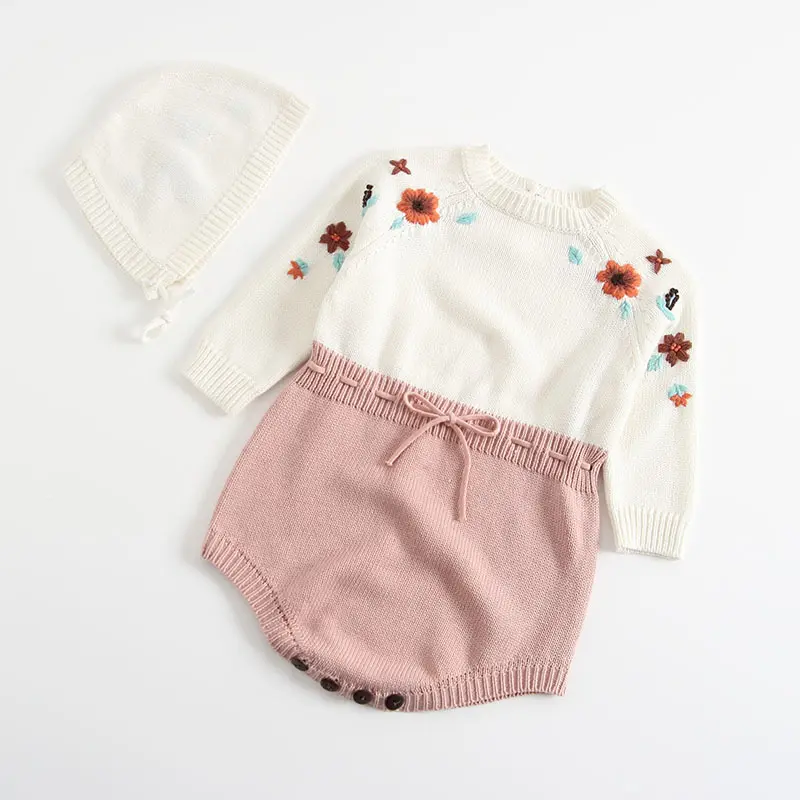 Embroidered One-piece Baby Girl Triangle Romper
