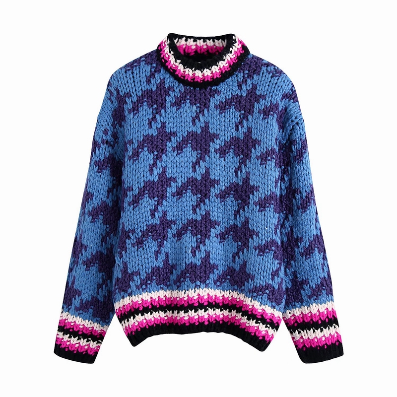 Street Fashion Temperament All-match Houndstooth Jacquard Sweater
