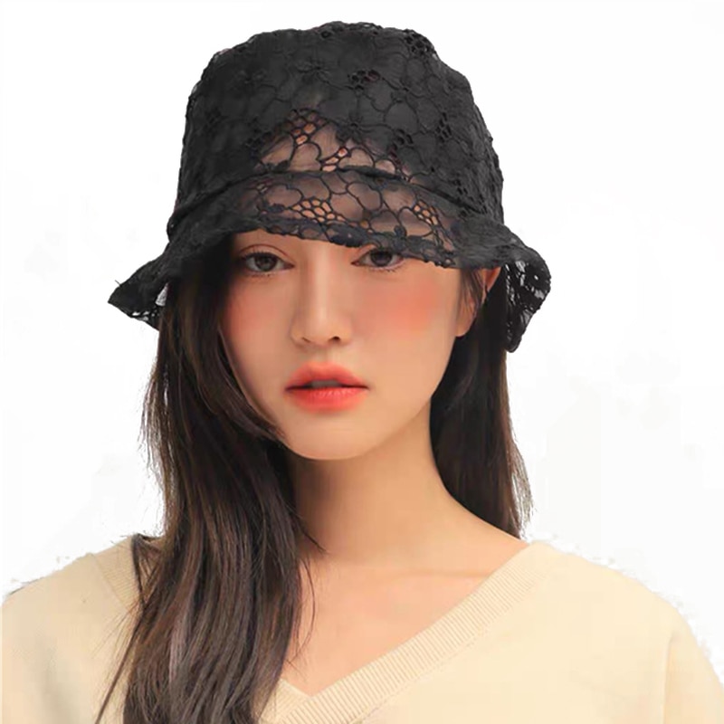 Lace embroidery ladies fisherman hat