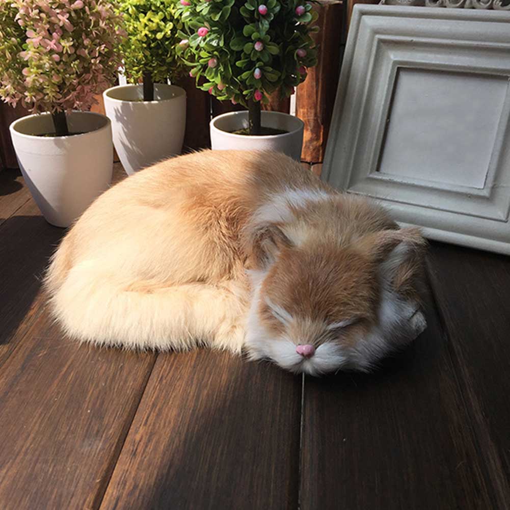 Cat Toy Lovely Artificial Leather Ornament Sleeping Animal
