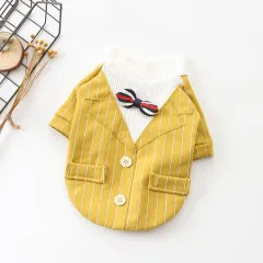 Cotton autumn and winter dog clothes - Yellow Stripe - View 1
