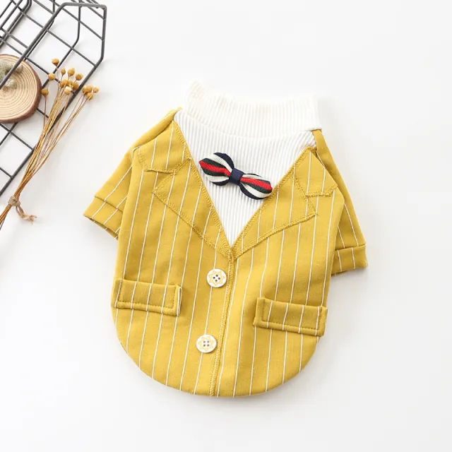 Cotton autumn and winter dog clothes Yellow Stripe - Shop at LoveMi