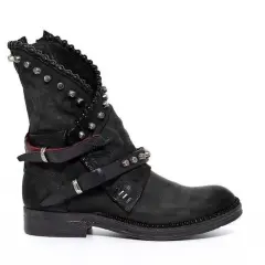 Studded side zipper Martin boots - Black - View 1