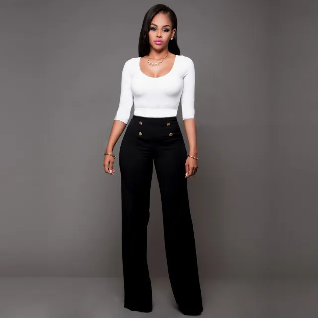 Double breasted flared pants Black - Shop at LoveMi