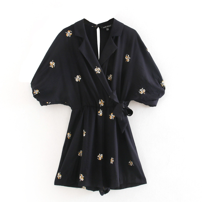 Embroidered suit tie tie jumpsuit