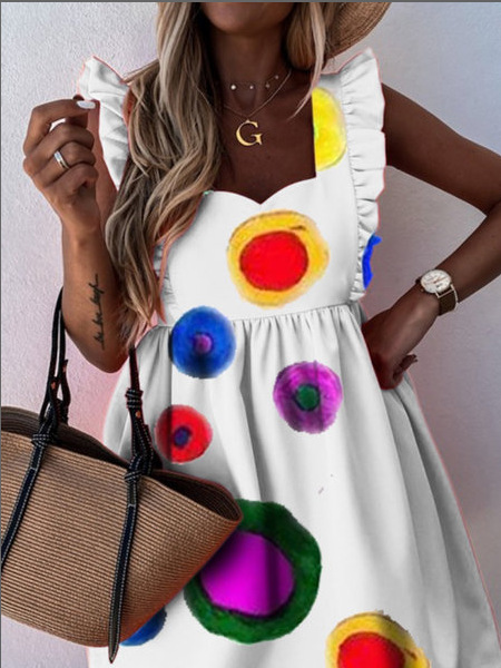 Square neck print dress