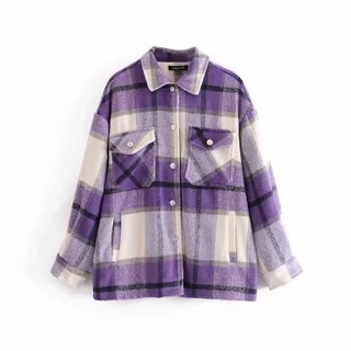 Loose check shirt with chest pocket