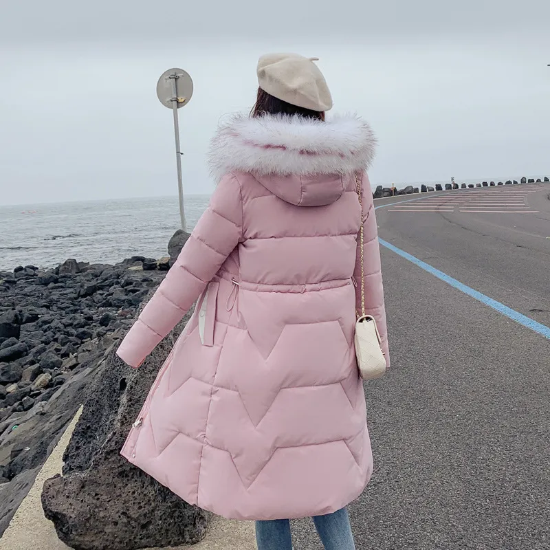 Autumn and winter new Korean waist thickened mid-length down padded jacket - Pink