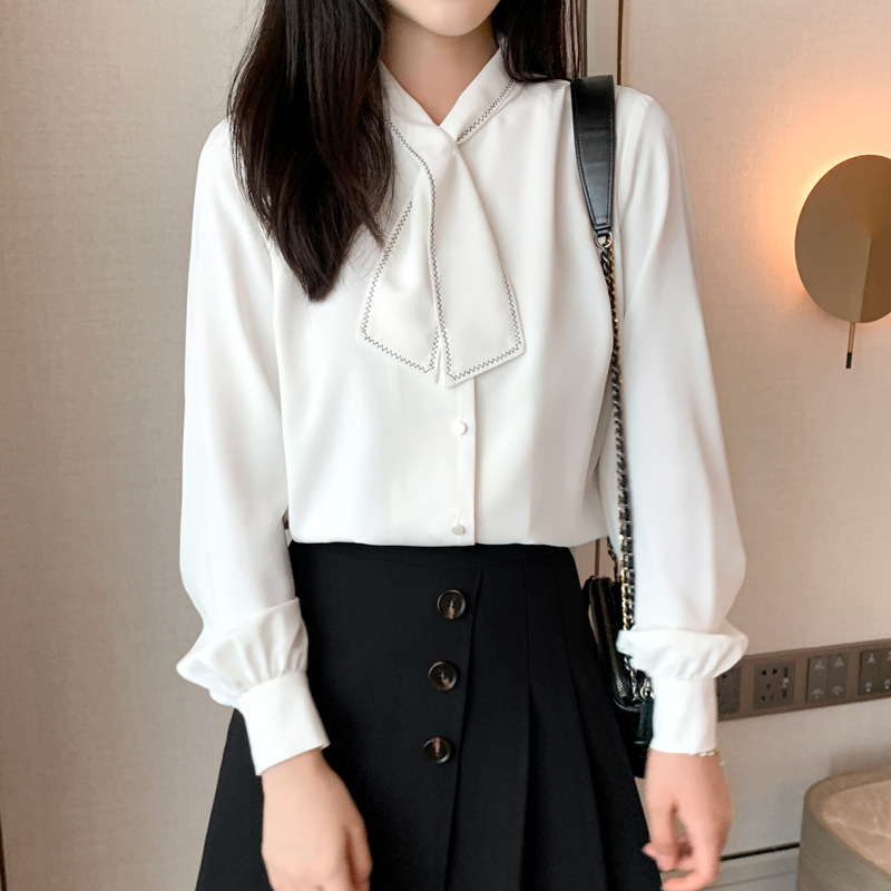 Women's solid color chiffon shirt