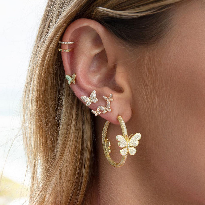 Butterfly C-shaped earrings