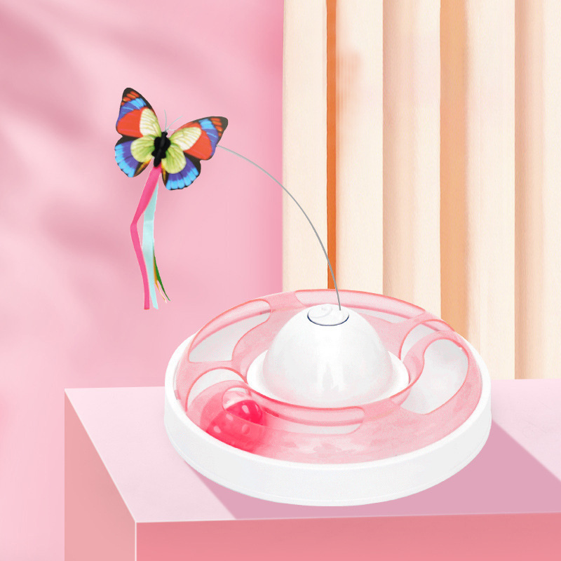 Butterfly toy funny cat stick cat turntable